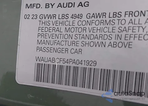 2023 Audi A5 Sportback Premium 40 Tfsi Quattro S Tronic z USA, uszkodzony, nr VIN WAUABCF54PA041929